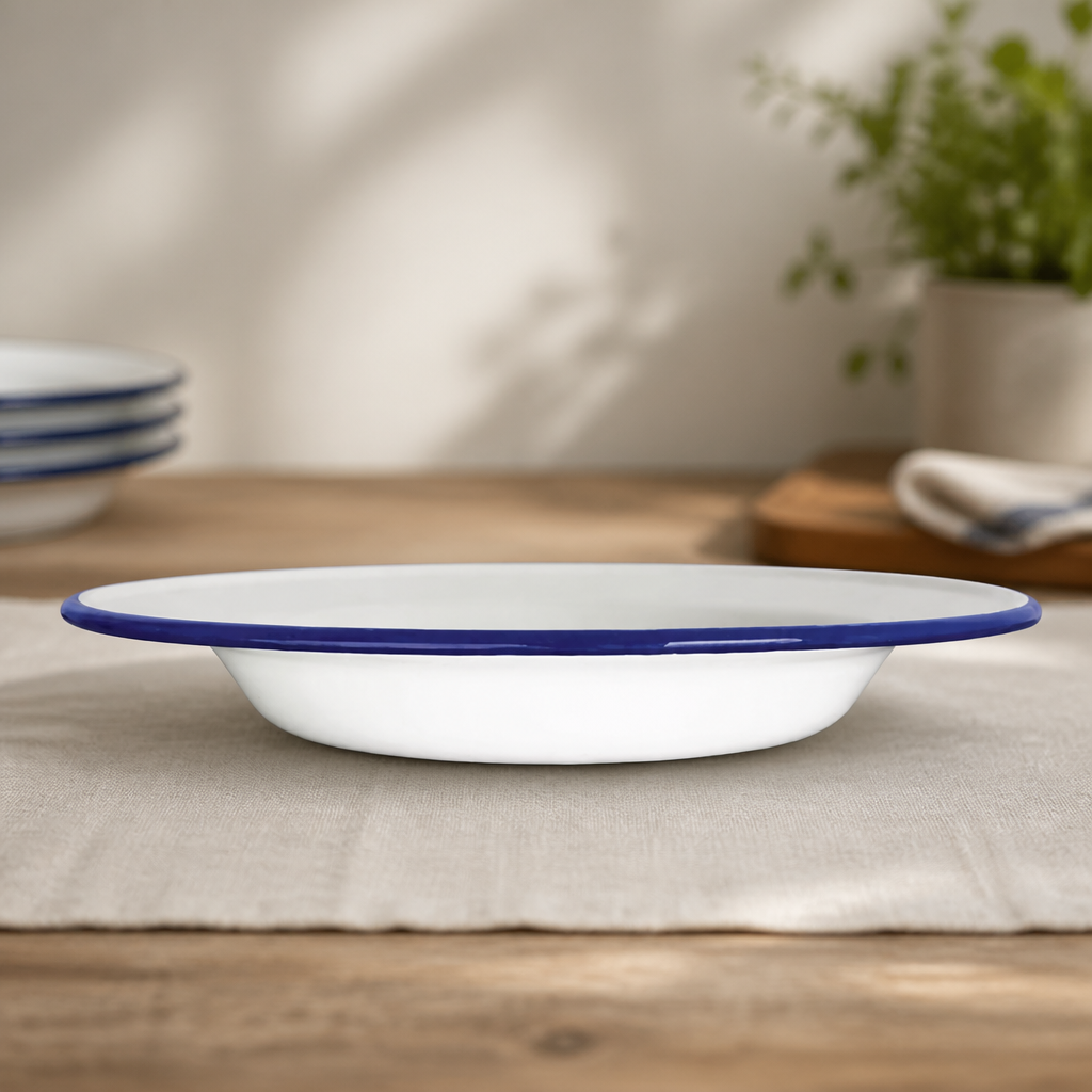 Commercial Enamel Soup Plates 245mm - 6 Pack, 490ml Capacity