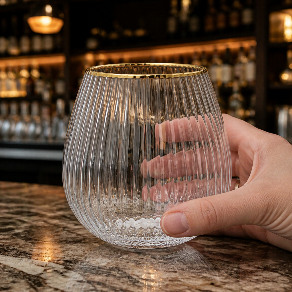Set of 6 commercial stemless gin glasses 650ml
