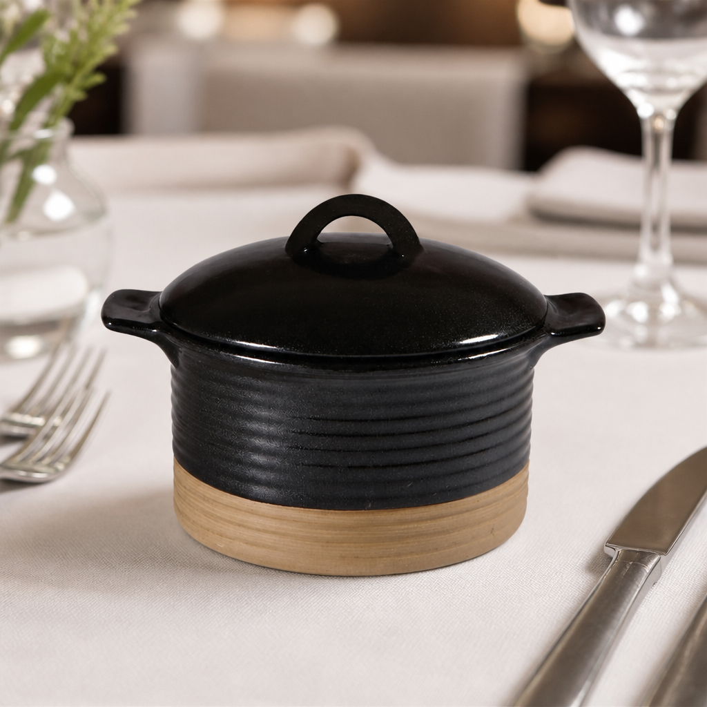 Commercial Black Igneous Cocotte 530ml with Lid - 6 Pack