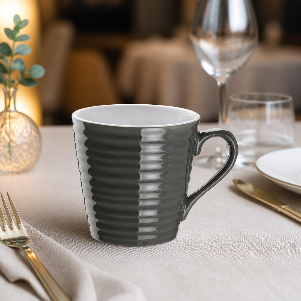 340ml Commercial Cafe Aroma Mugs Charcoal 6 Pack