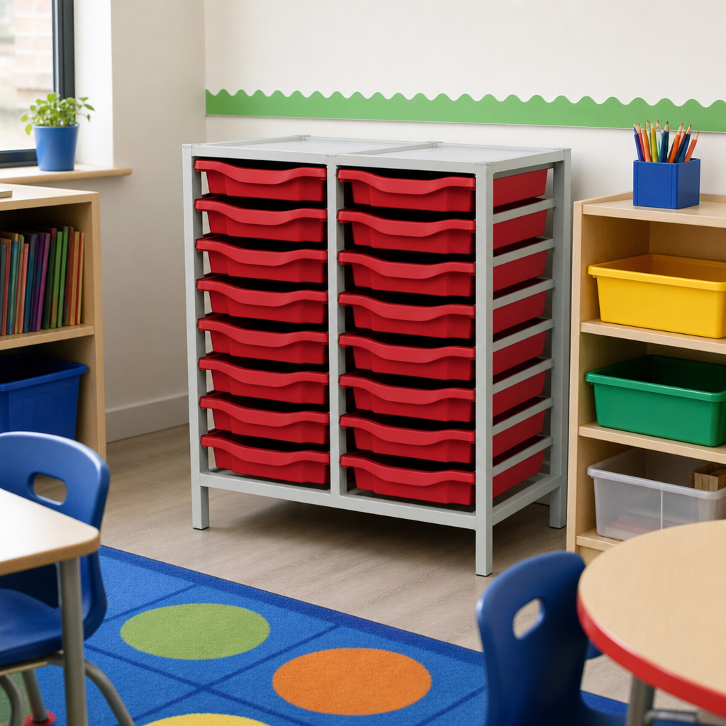 16 Tray Classroom Storage Unit with Single Trays