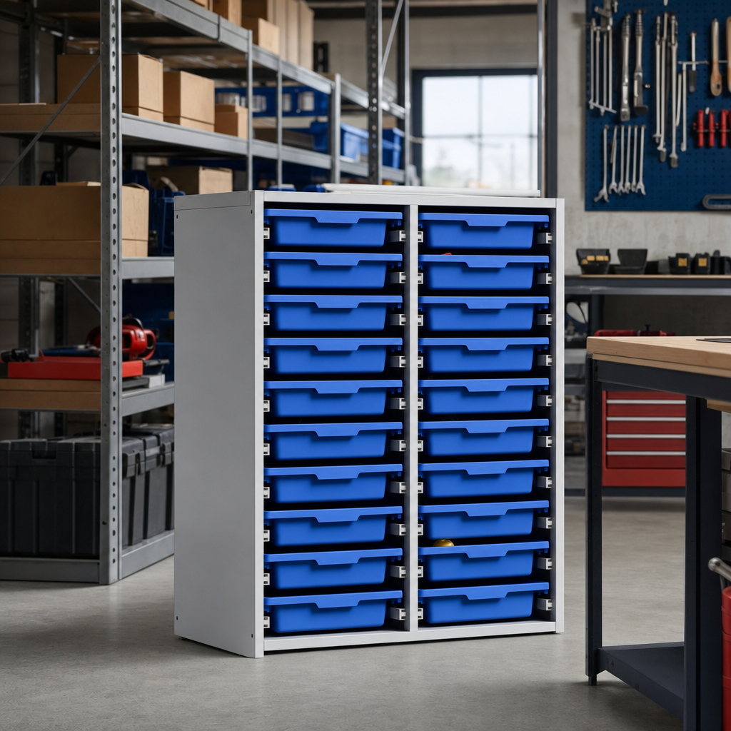 16 Tray Classroom Storage Unit with Single Trays
