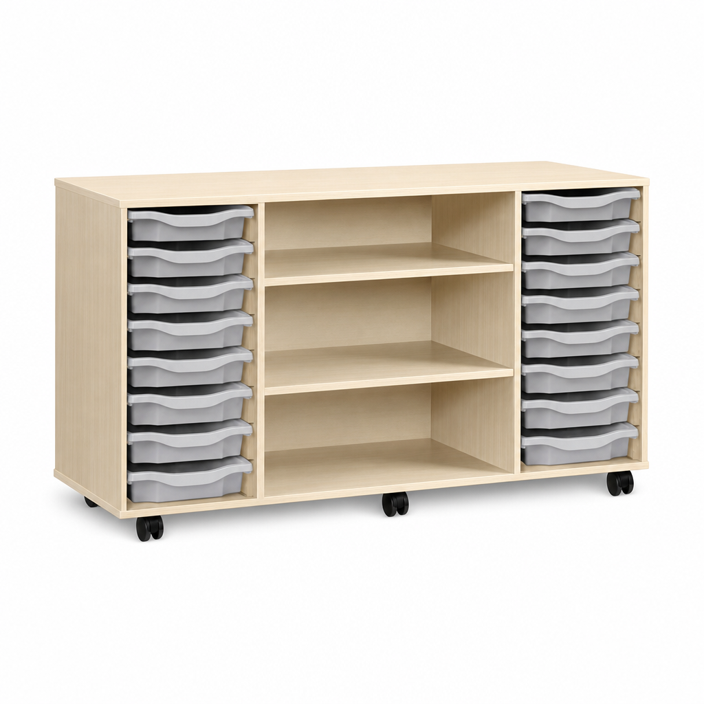 16 Tray Mobile Storage Unit with Shelves