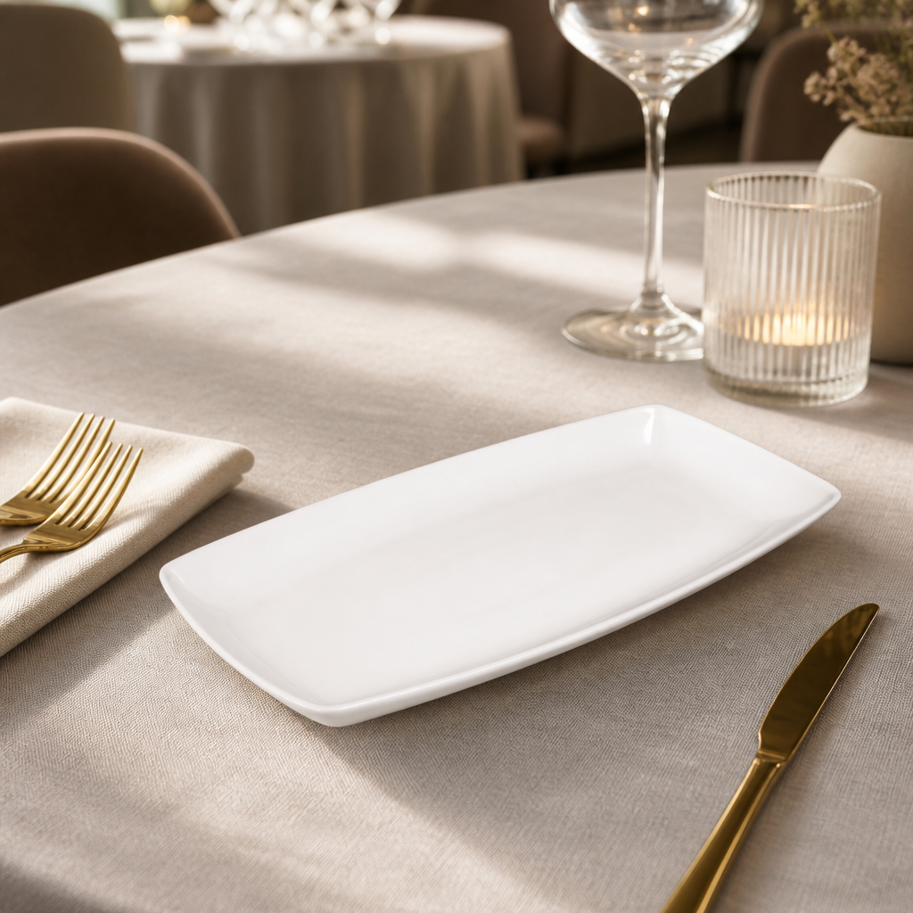 Commercial Oblong Porcelain Plates 197x102mm - 12 Pack