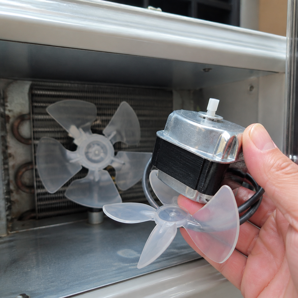 Commercial condenser fan motor and blade for multideck units