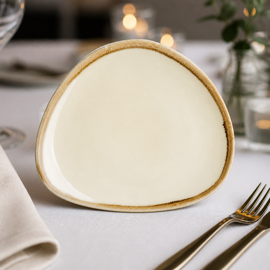 Commercial Triangular Side Plates 165mm Sandstone 6 Pack