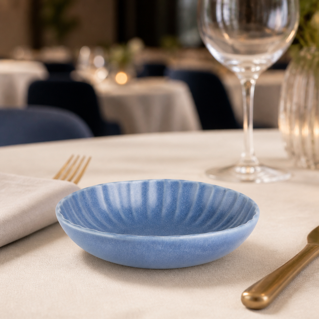 Commercial Porcelain Coupe Bowls Blue 160mm - 6 Pack
