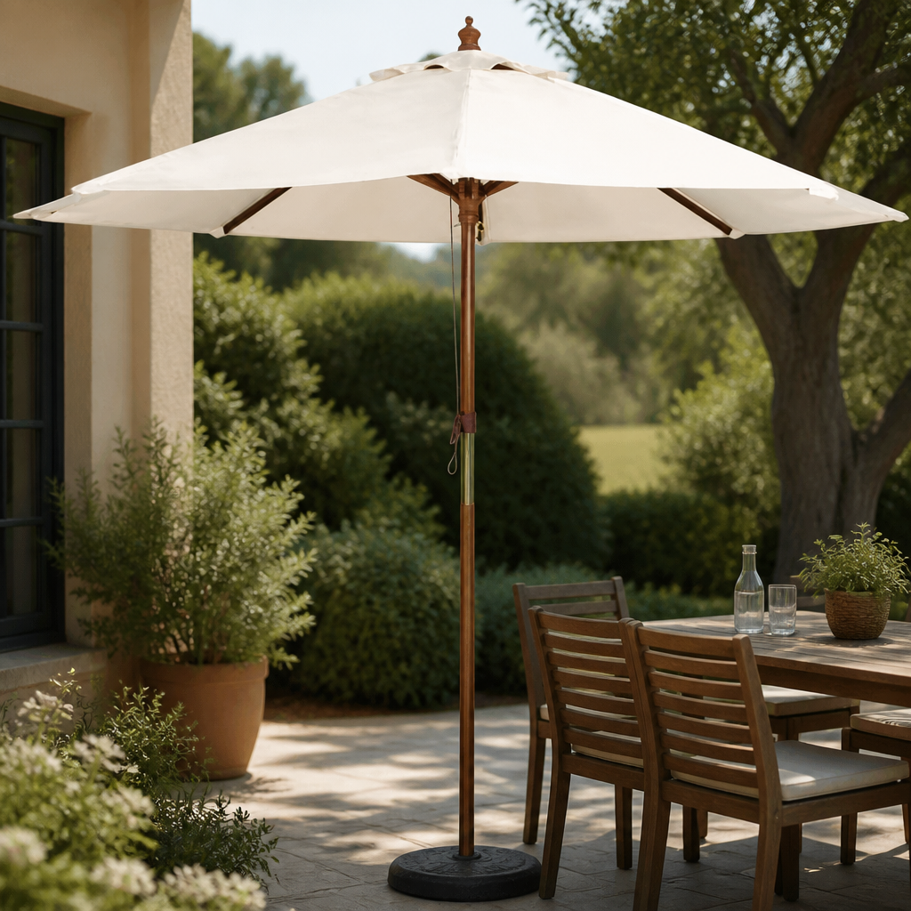 Commercial Round Parasol 3m Diameter Cream Canopy Outdoor