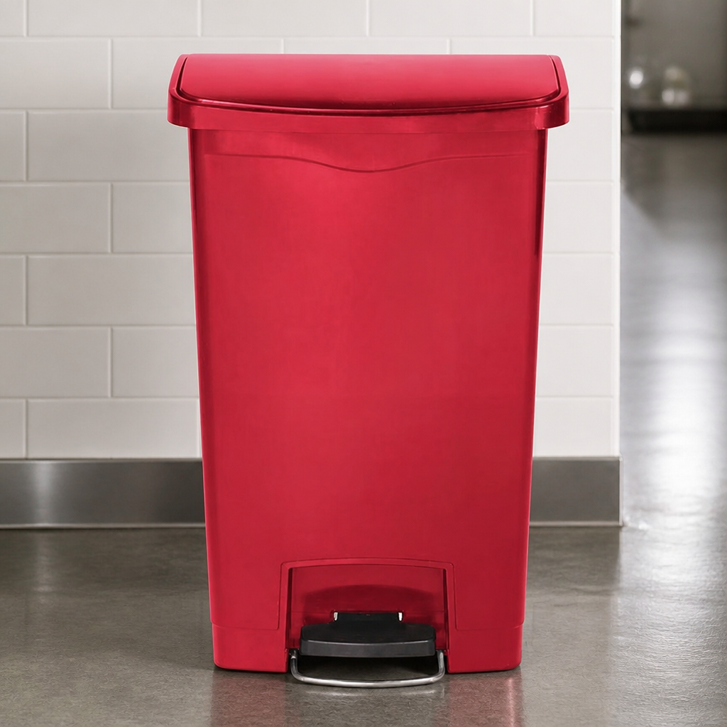 Commercial Step-On Pedal Bin 50L Red Waste Container
