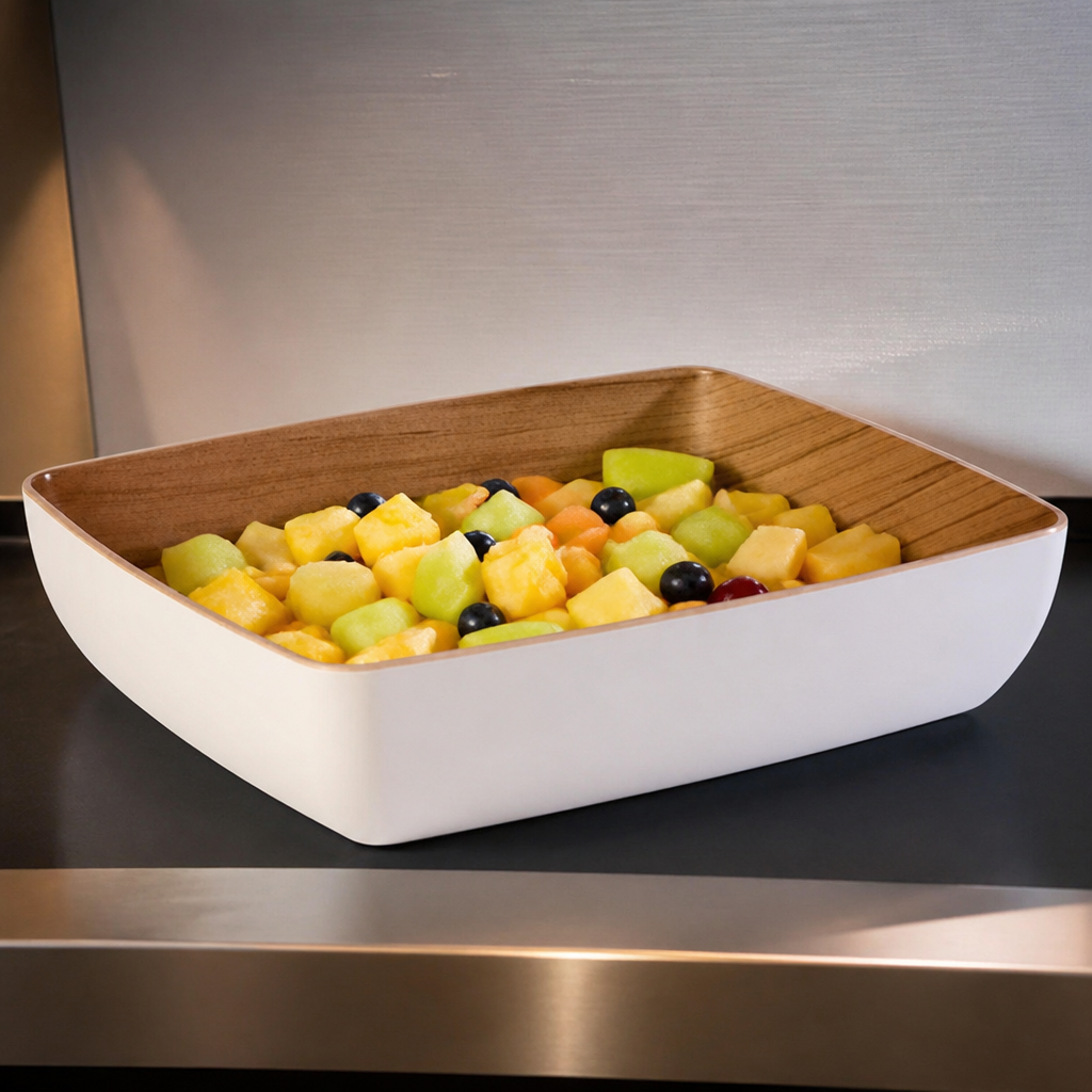 Commercial Melamine Bowl GN 1/2 with wood effect interior
