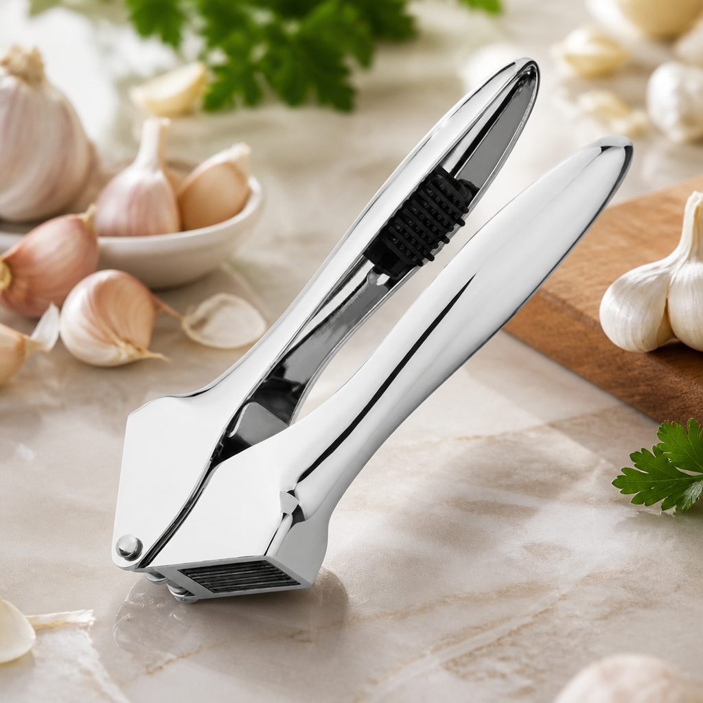 Heavy Duty Stainless Steel Garlic Press for kitchens