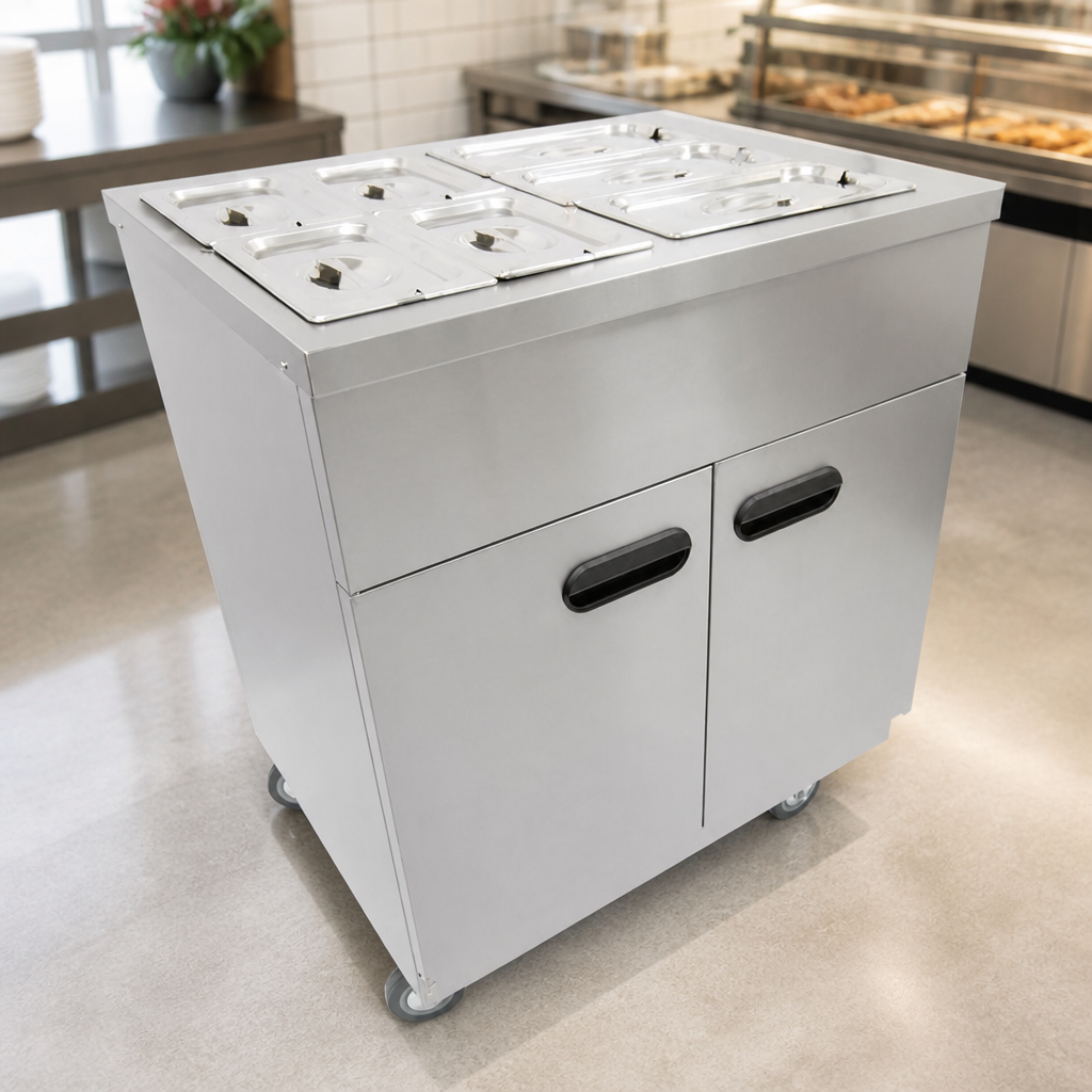 Commercial Hot Cupboard Mobile Servery 30 Meal Capacity