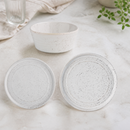 18-Piece Commercial White Speckle Dinner Set Dishwasher Safe