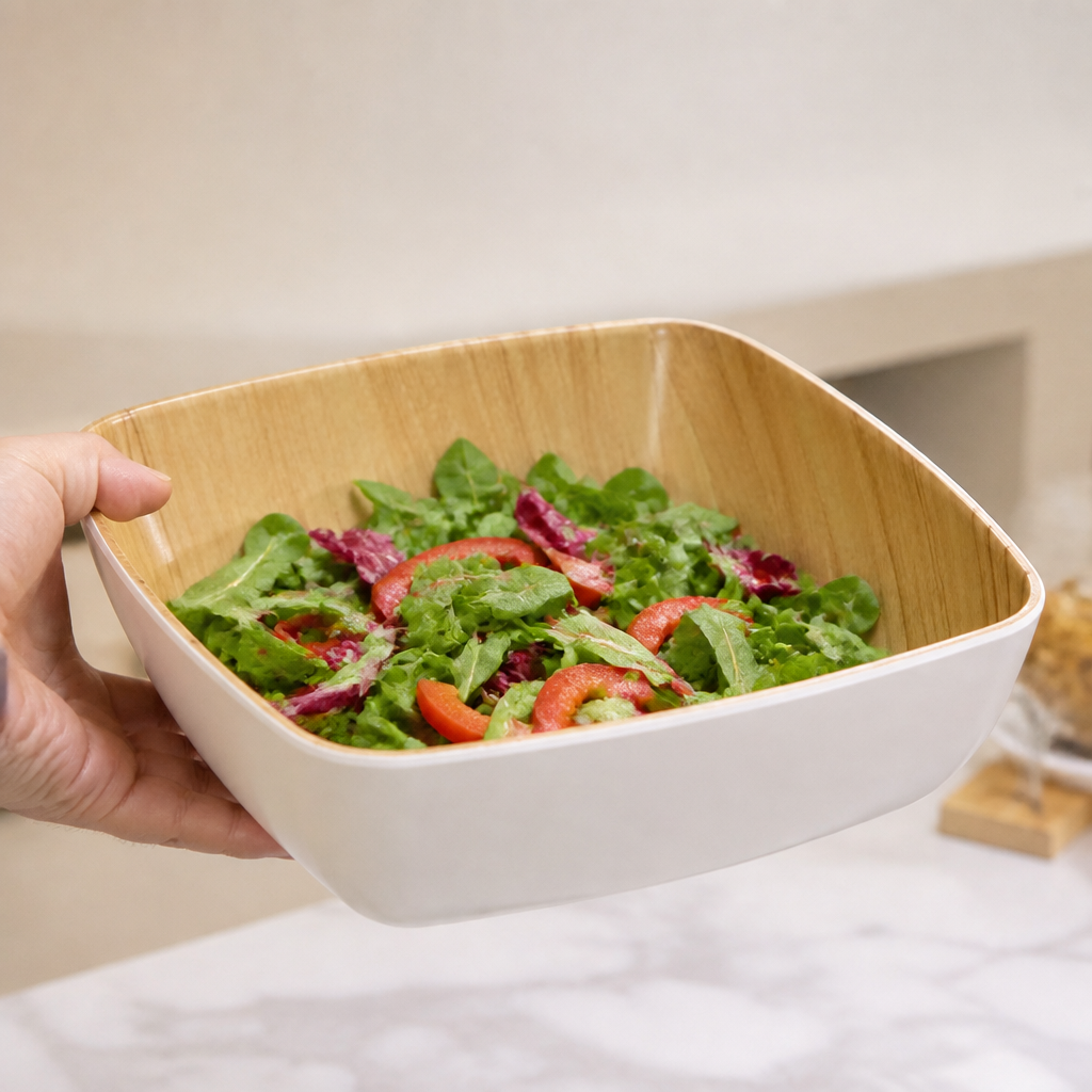 250mm Commercial Melamine Bowl with Wood Effect
