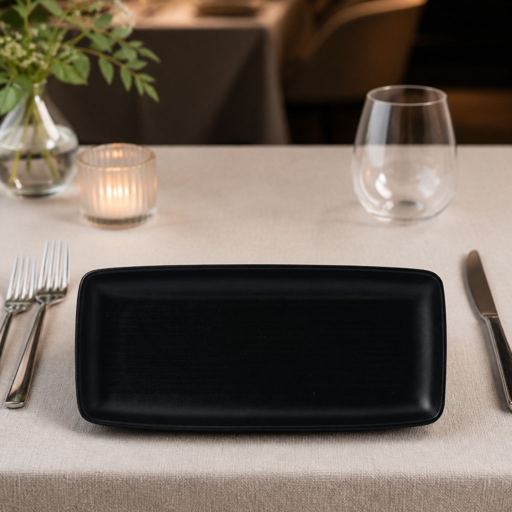 Commercial Vitrified Stoneware Rectangular Trays 360x171mm 4 Pack