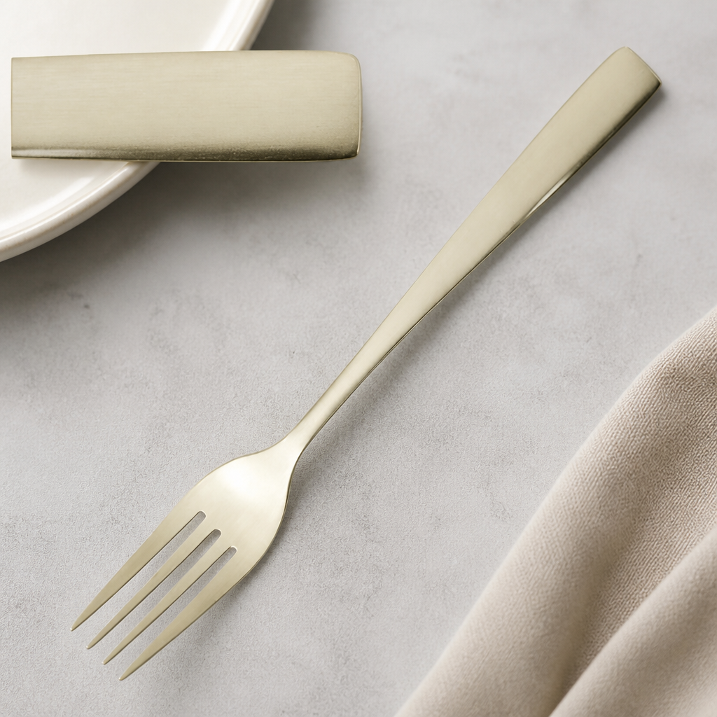Champagne finish stainless steel dessert forks 12 pack