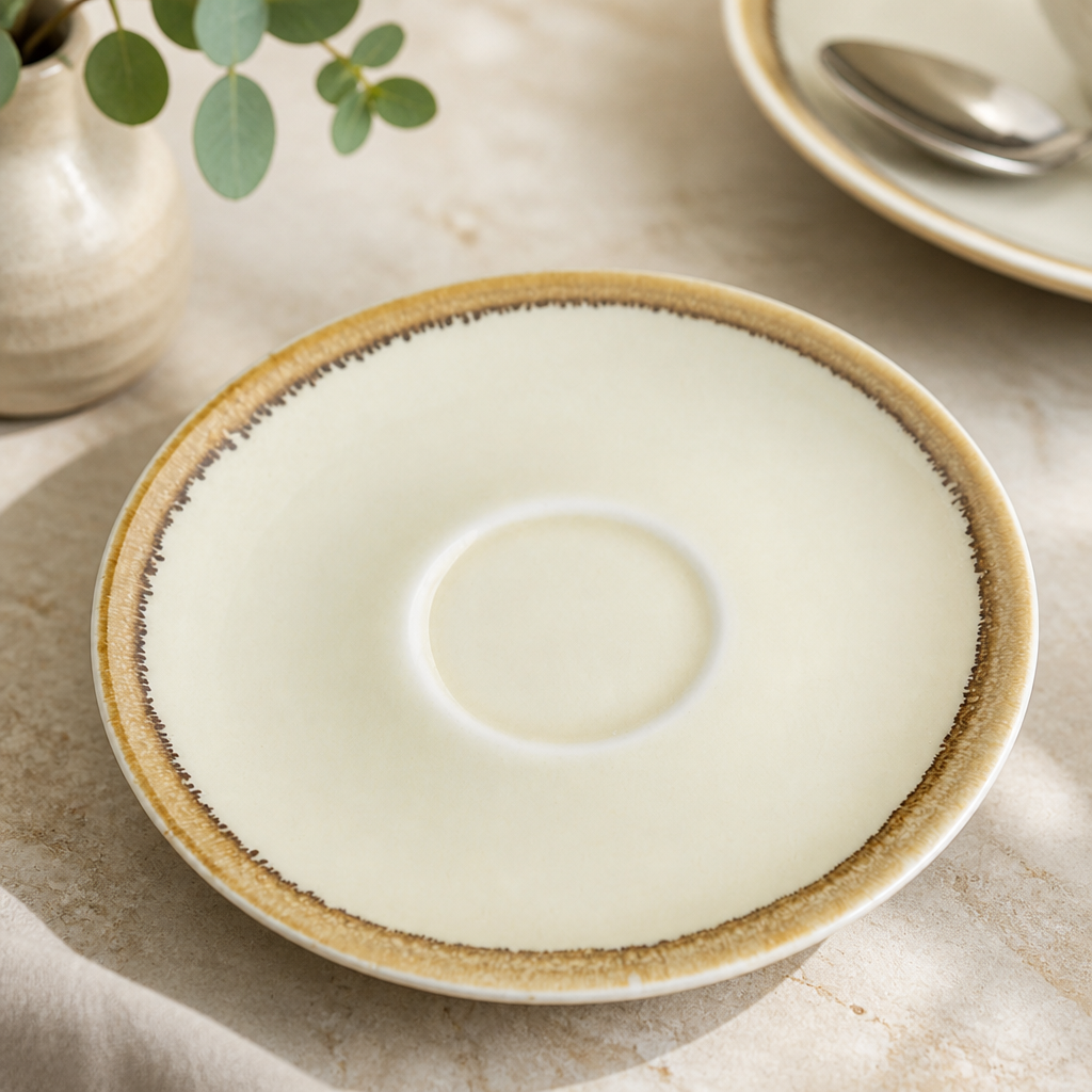 Commercial Cappuccino Saucers Sandstone 160mm - 6 Pack