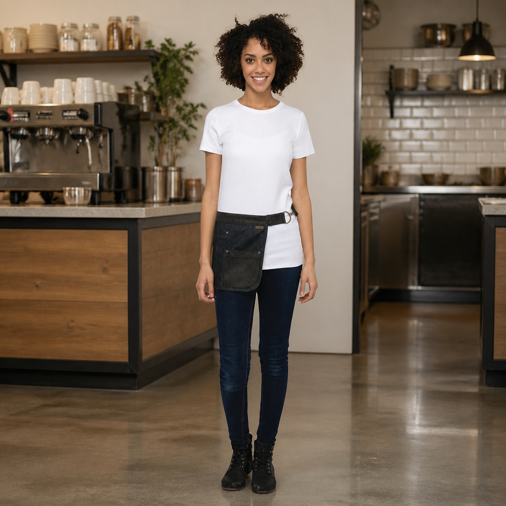 Commercial Cotton Hipster Apron 380x280mm Navy/Black