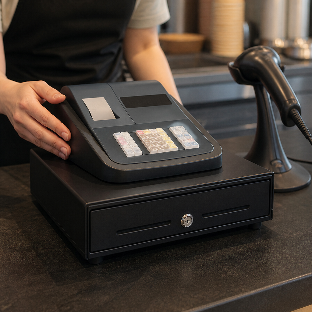 Compact Commercial Cash Register with Small Drawer 201x325mm