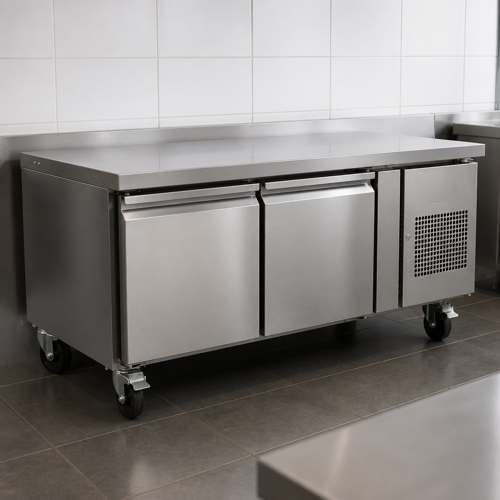 Commercial Double Door Chef Base Counter Fridge 2.5m Capacity