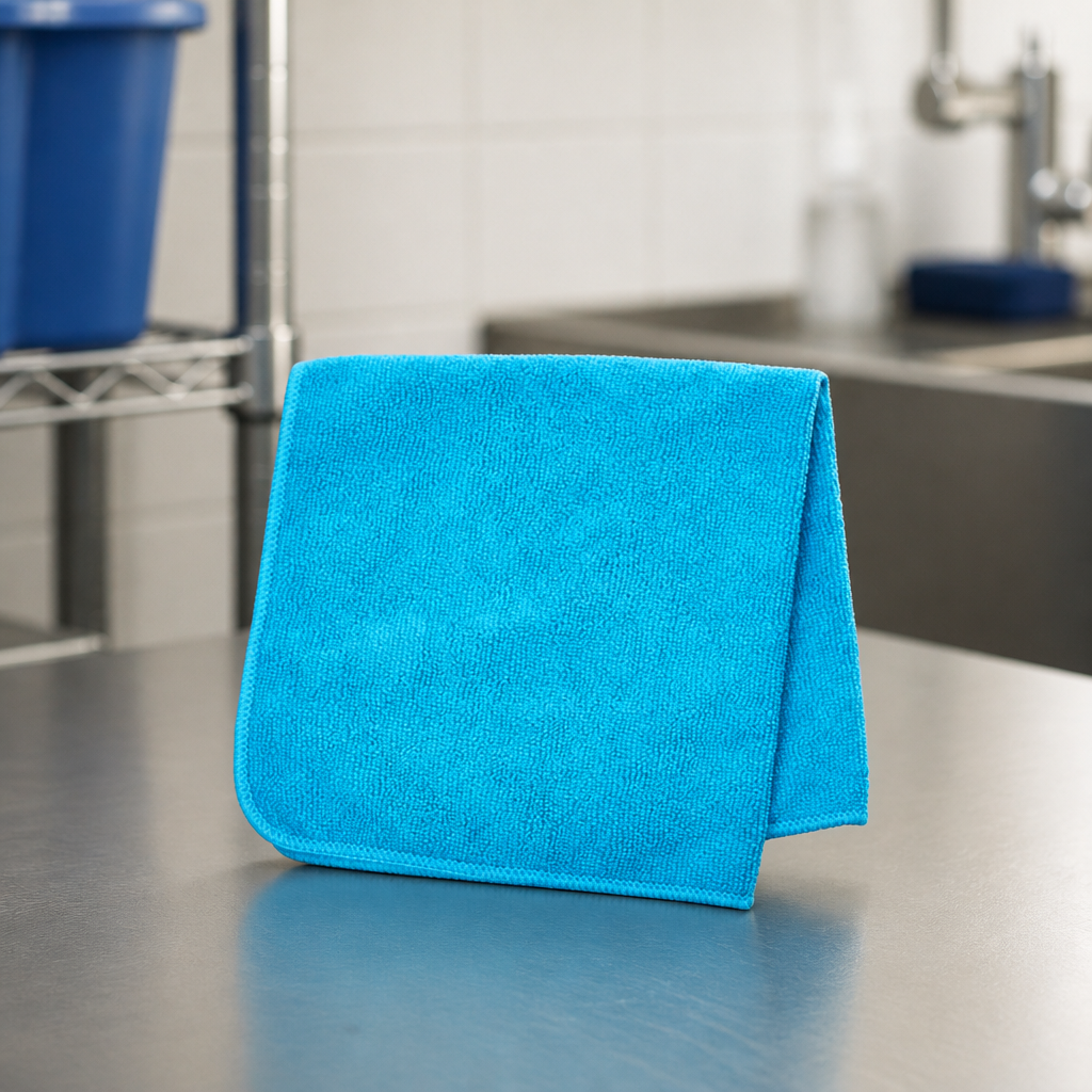 Commercial Microfibre Cleaning Cloths 400x400mm Blue 24 Pack