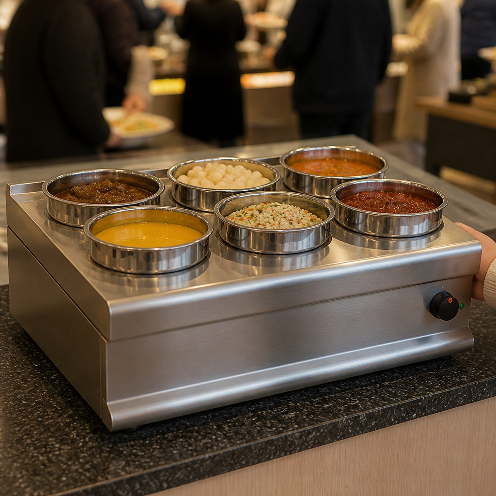 Commercial Bain Marie 6 Pot 4.5L Countertop Hot Food Holder