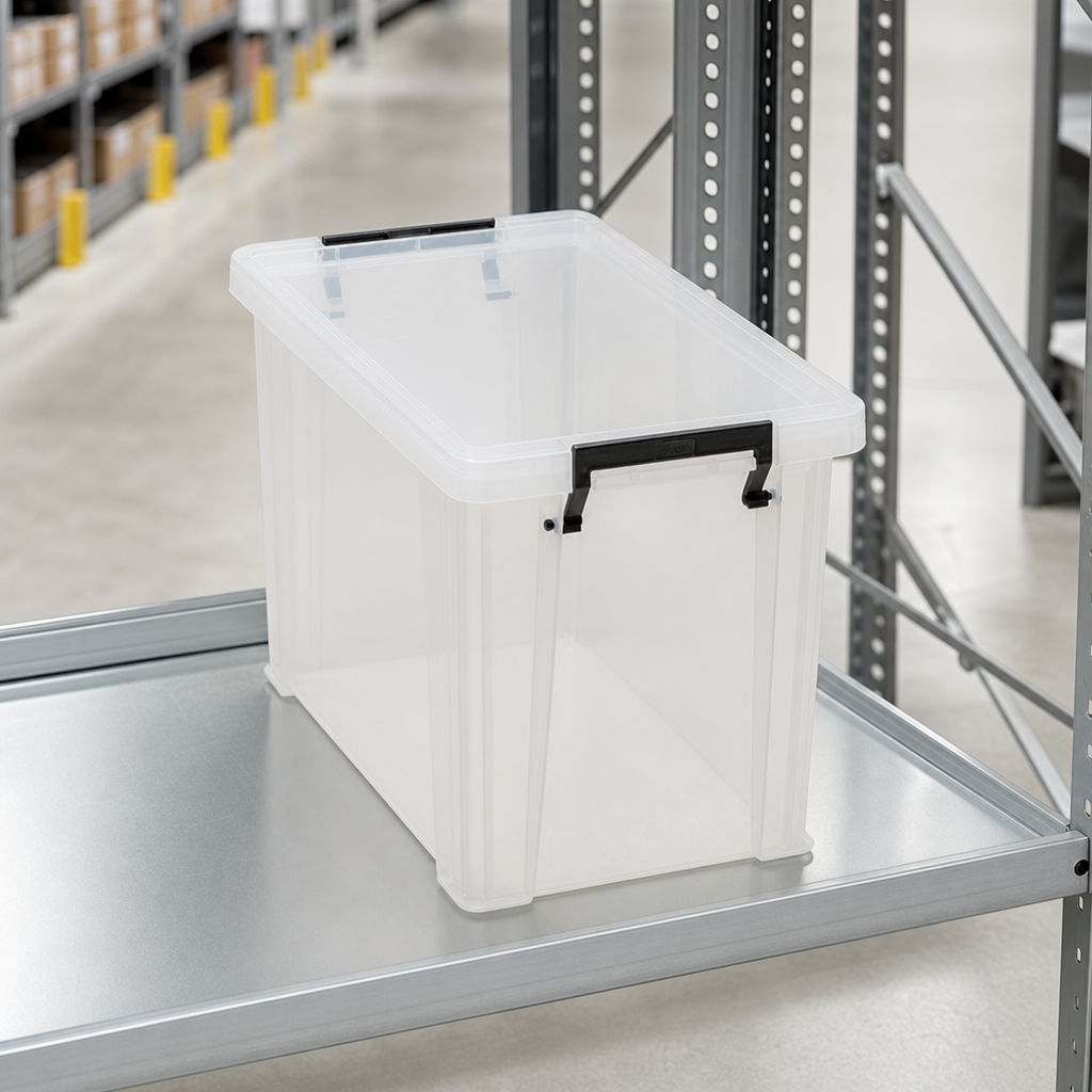 18.5L Clear Plastic Storage Box with Grey Handles