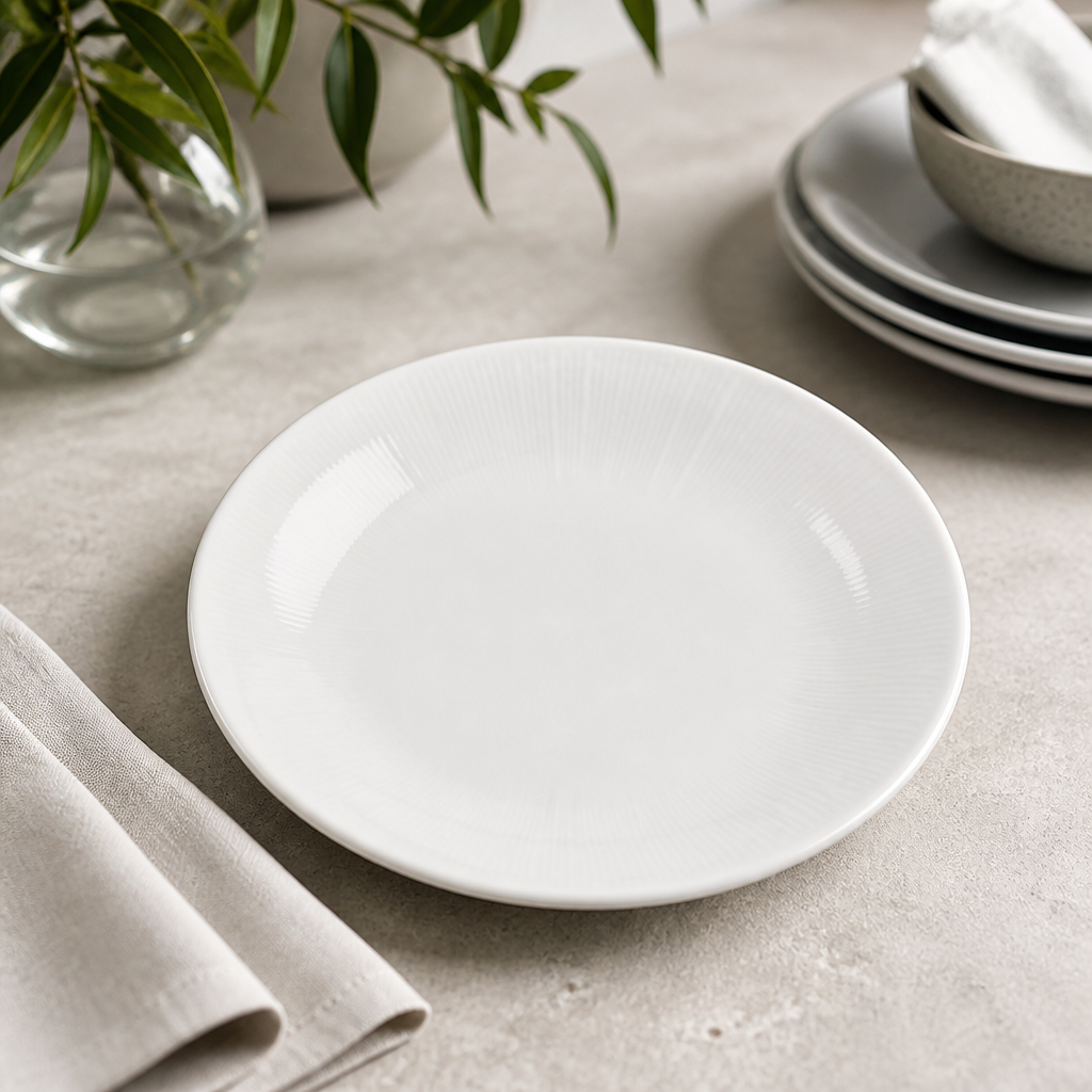 Commercial Bone China Coupe Plates 180mm for Dining 12 Pack