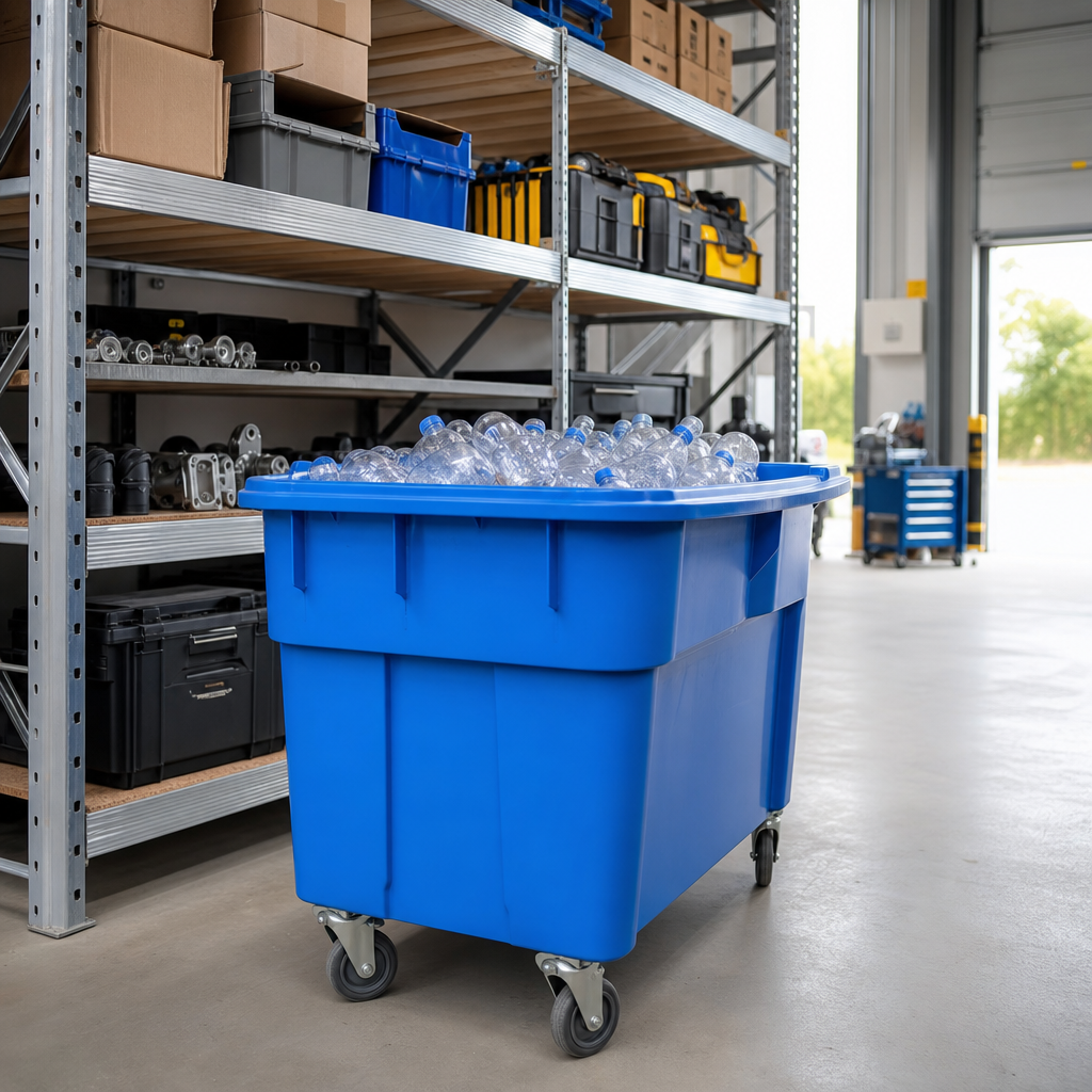 185L Mobile Plastic Bottle Skip with Wheels