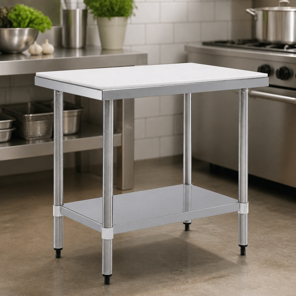 900mm Commercial Stainless Steel Chopping Board Table with Undershelf