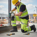 Premium High Visibility Two Tone Cargo Trousers - Durable Poly/Cotton Fabric with Enhanced Safety Features for Construction and Traffic Control