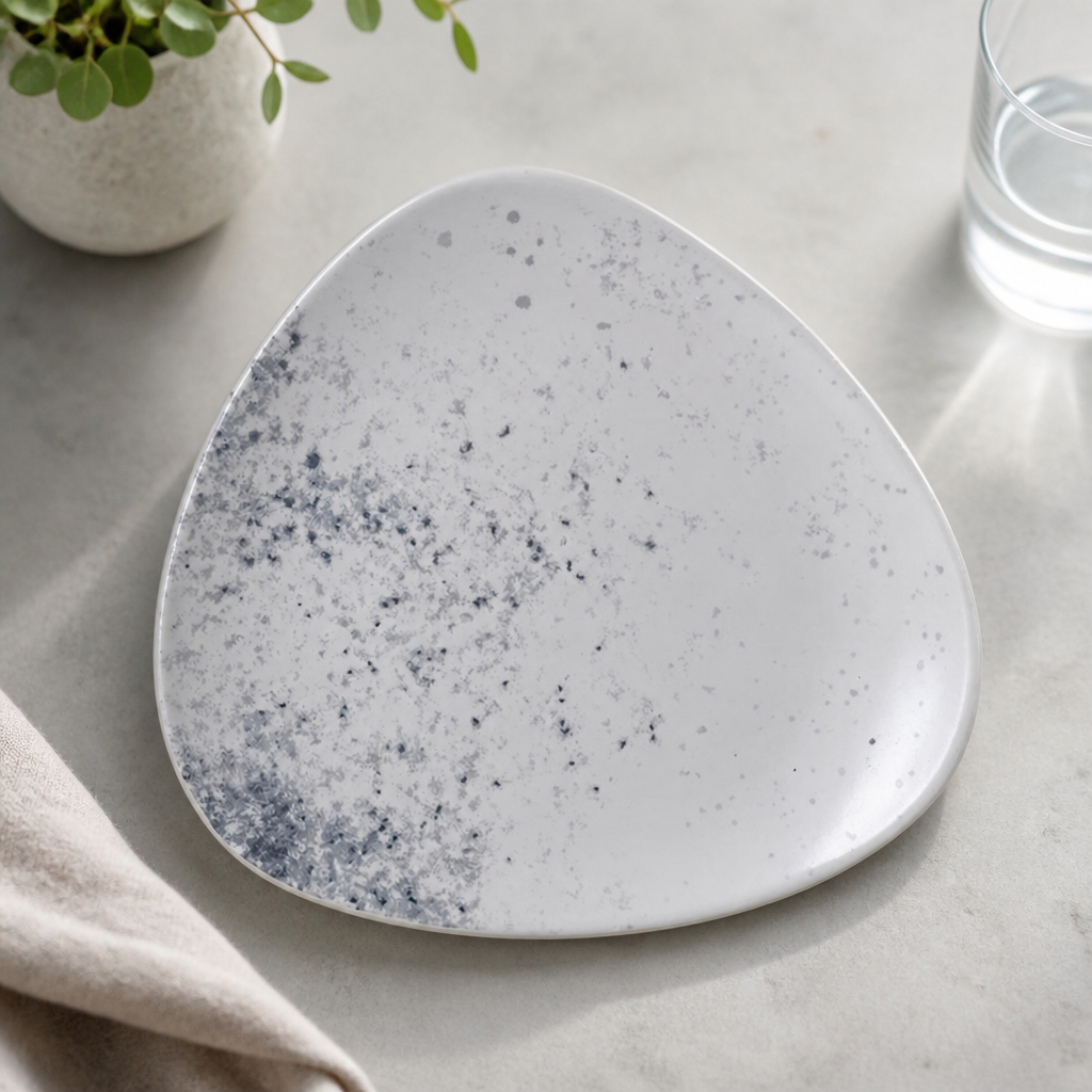Commercial Haze Blue Triangle Plates 7.75" - 12 Pack
