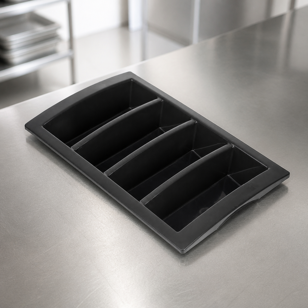 Commercial Stackable Cutlery Tray with Four Compartments