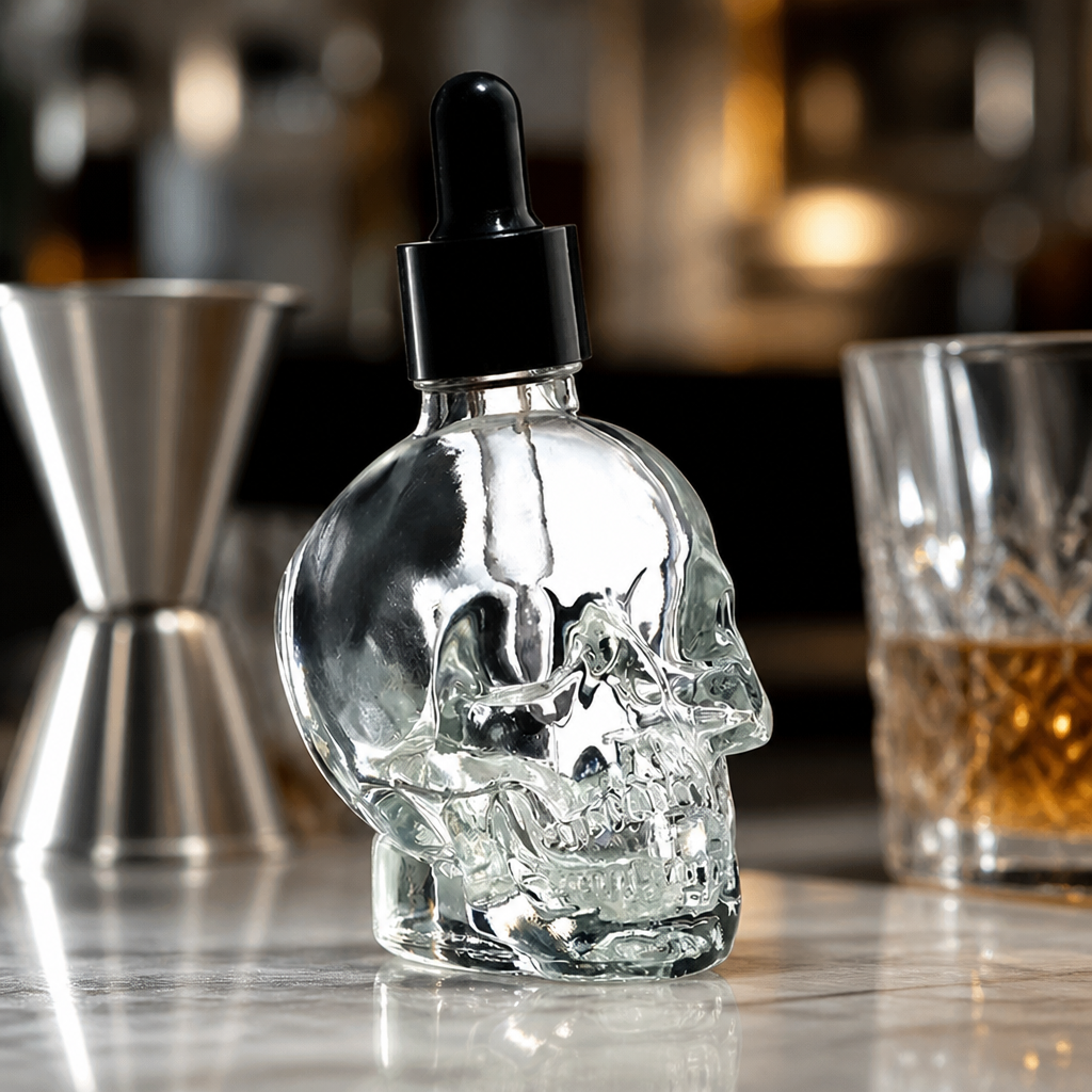 60ml Commercial Skull Glass Bitter Bottle with Dropper