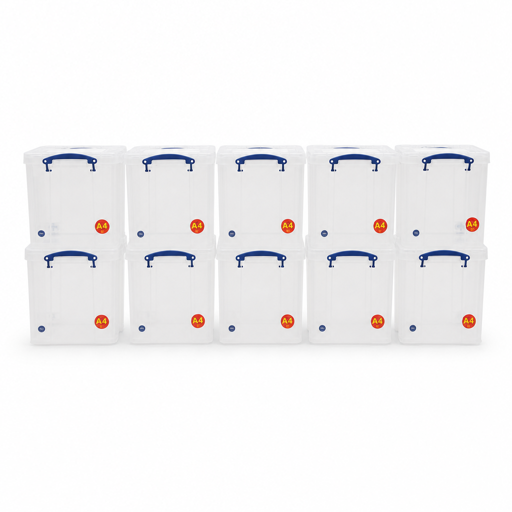 19 Litre Clear Plastic Storage Boxes Pack of 10