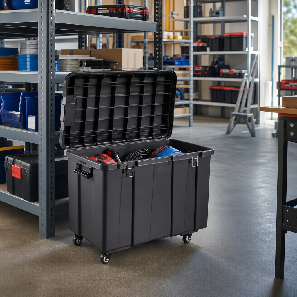 190L Heavy Duty Wheeled Storage Trunk with Secure Lid