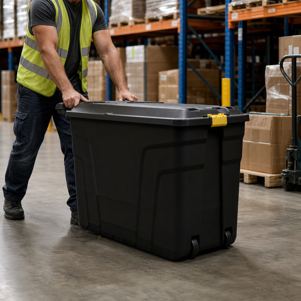 190L Heavy Duty Wheeled Storage Trunk with Secure Lid