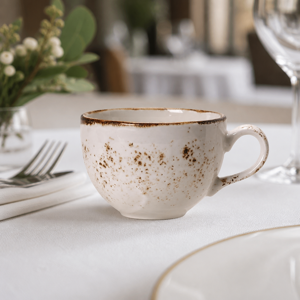 Commercial 230ml rustic low tea cups, 36 pack