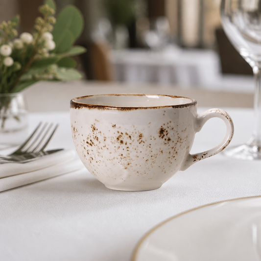 Commercial 230ml rustic low tea cups, 36 pack
