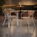 Commercial Stackable Aluminium and Ash Outdoor Chairs 4 Pack