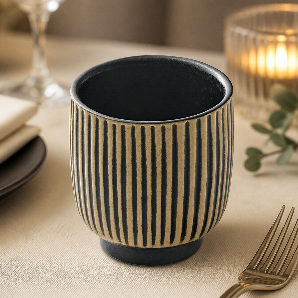 Commercial Stoneware Cups 100ml Black & 6 Pack