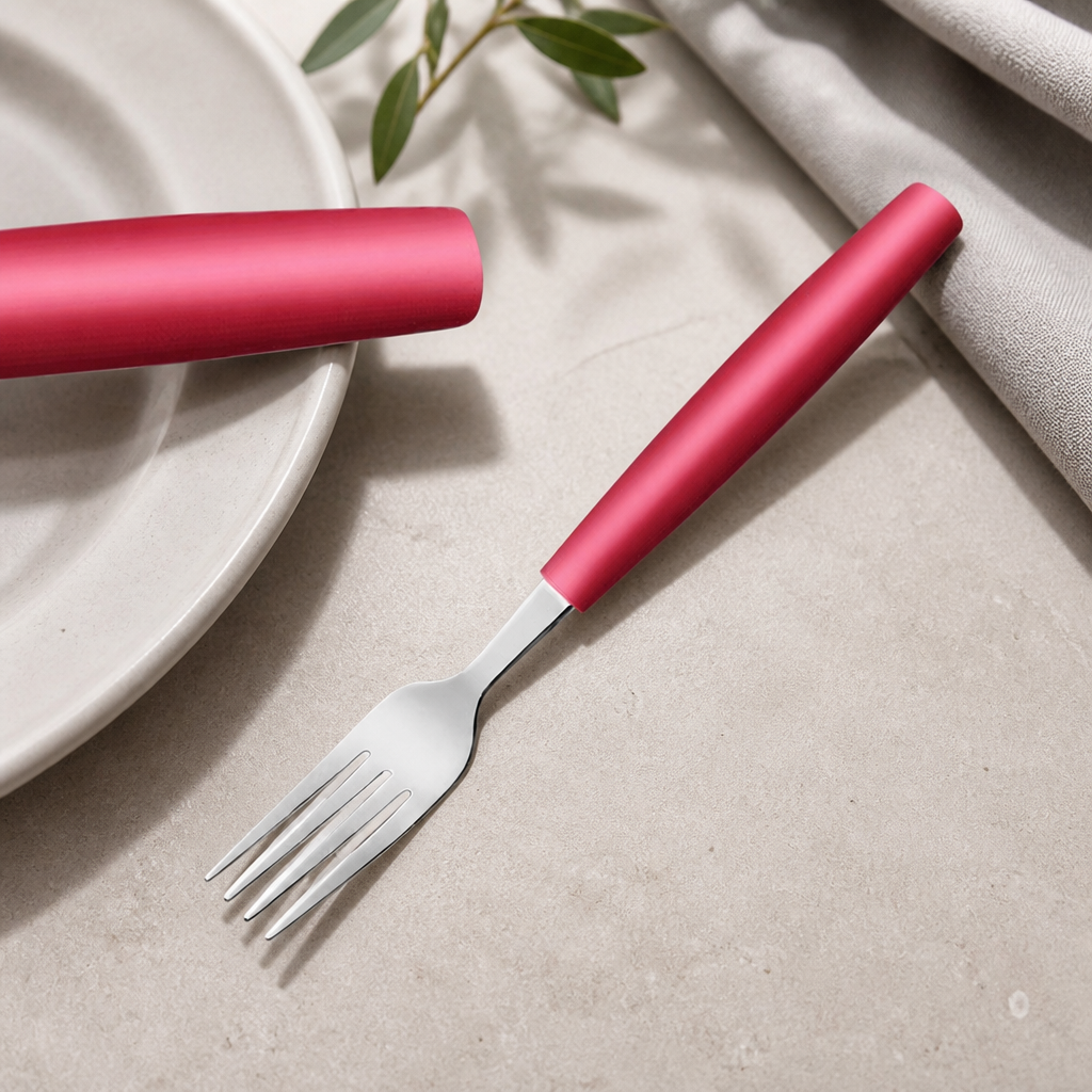 Commercial Table Forks Red Handles Pack of 12 204mm Length