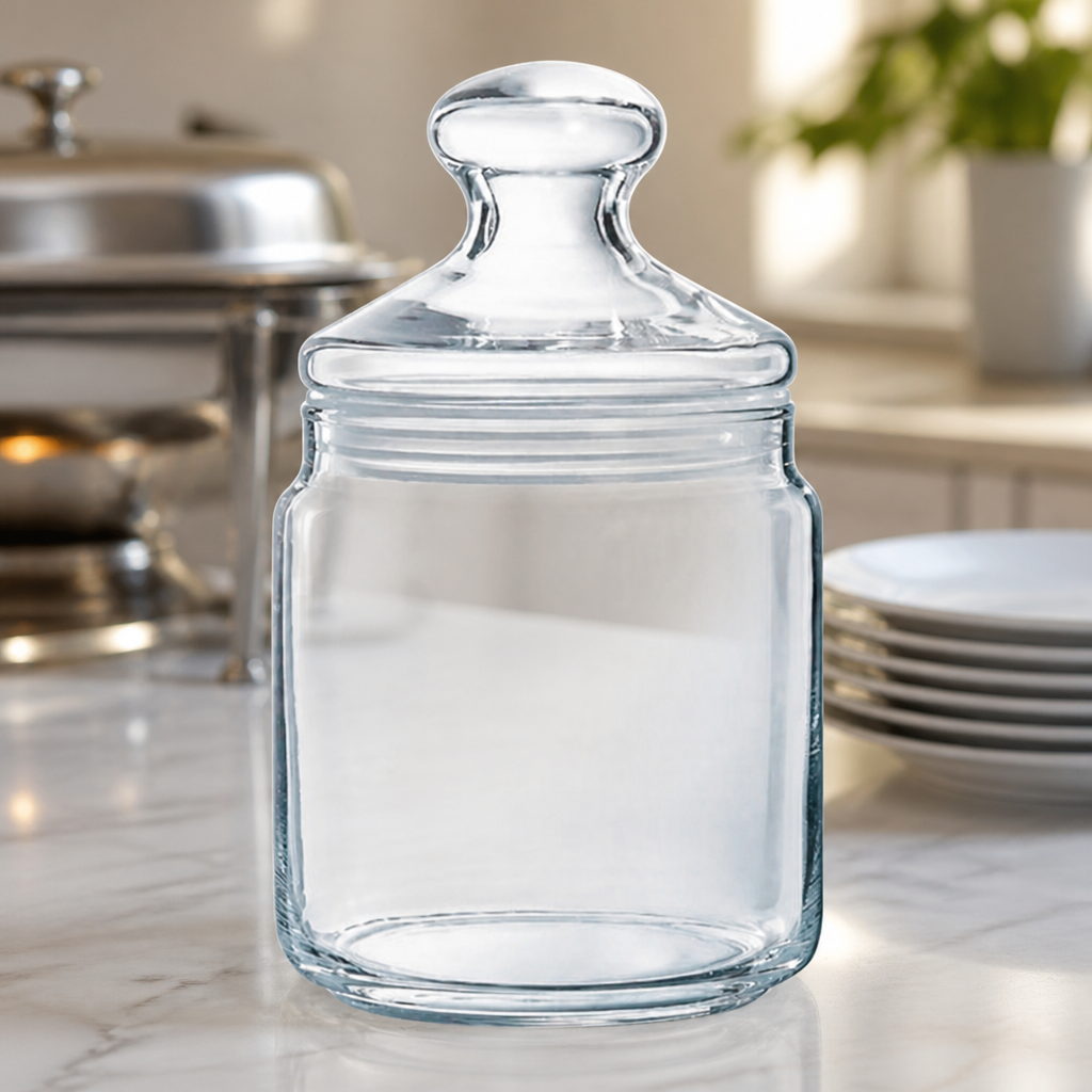 Commercial Biscotti Jars 750ml Clear Glass Storage Jars 6 Pack