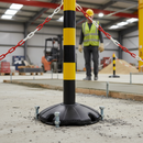 Premium Heavy Duty Post Base for Retractable Barriers - Secure Anchor with Fillable Design