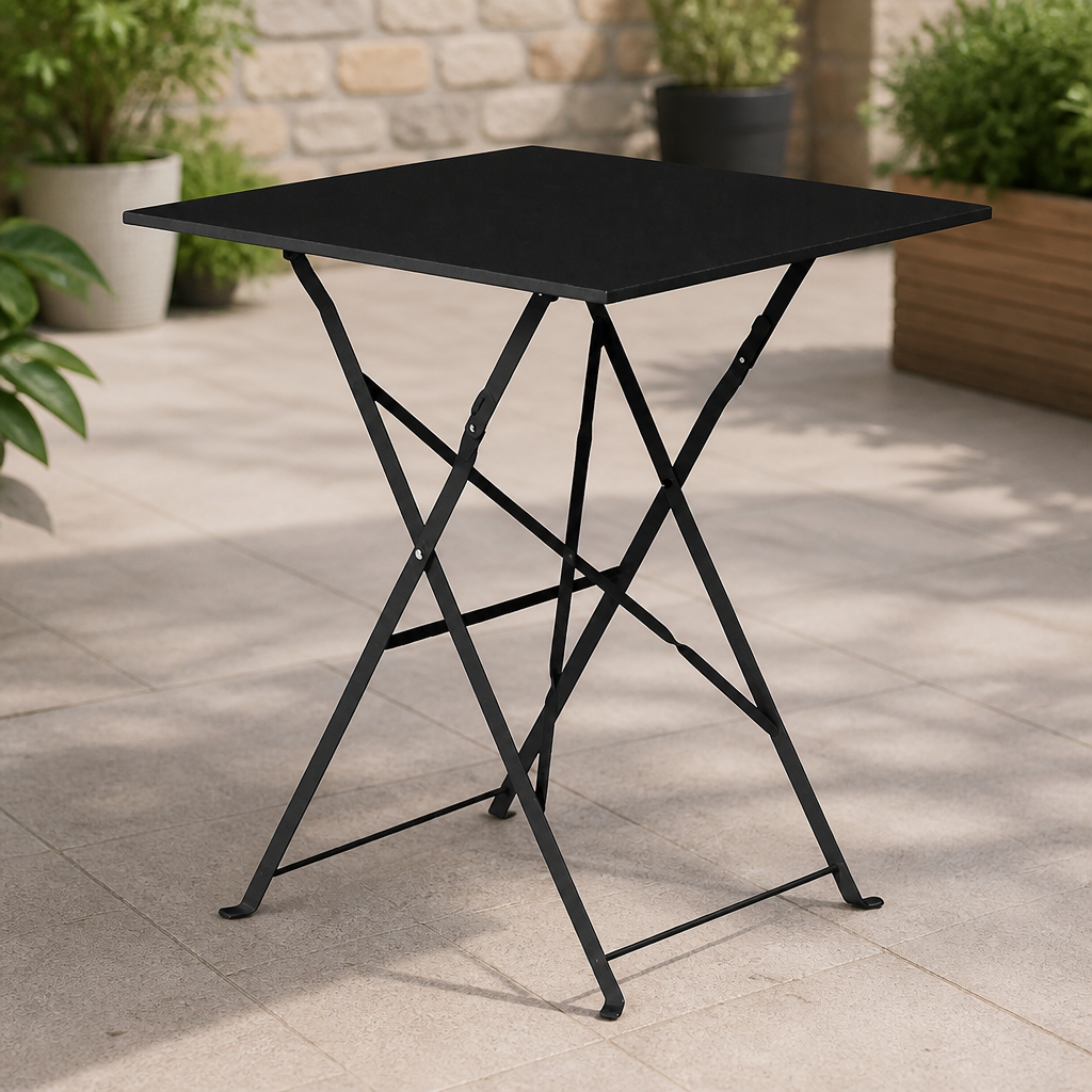 Commercial Outdoor Pavement Style Square Table 600x600mm Black