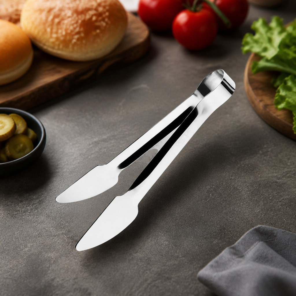 9" Commercial Hamburger Tongs Stainless Steel Cooking Utensils