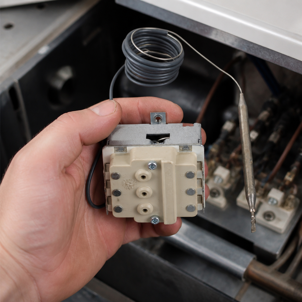 Replacement thermostat for commercial free standing fryers