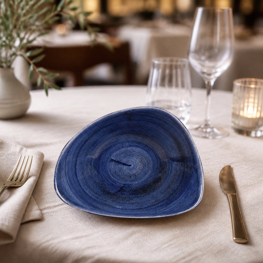 Commercial Triangular Bowls Cobalt 235mm - 12 Pack