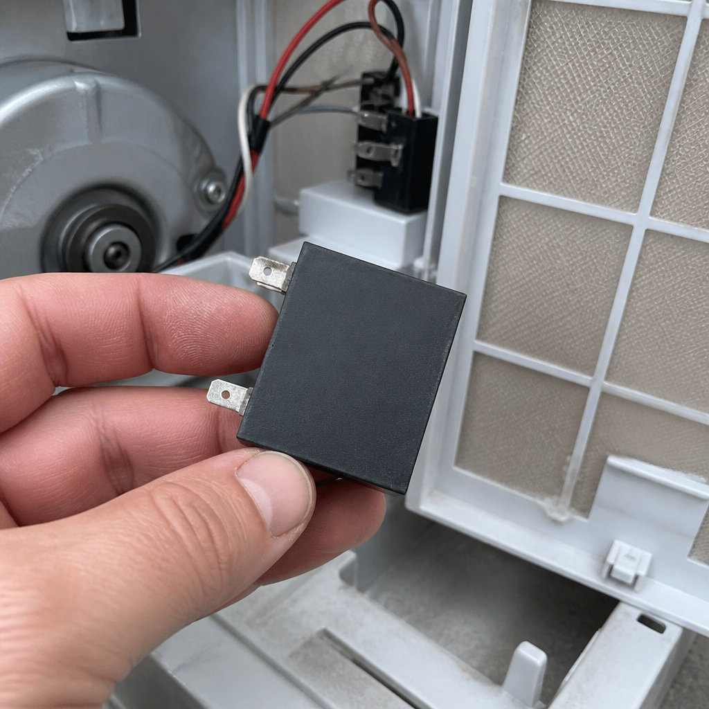 Replacement motor capacitor for commercial air purifier