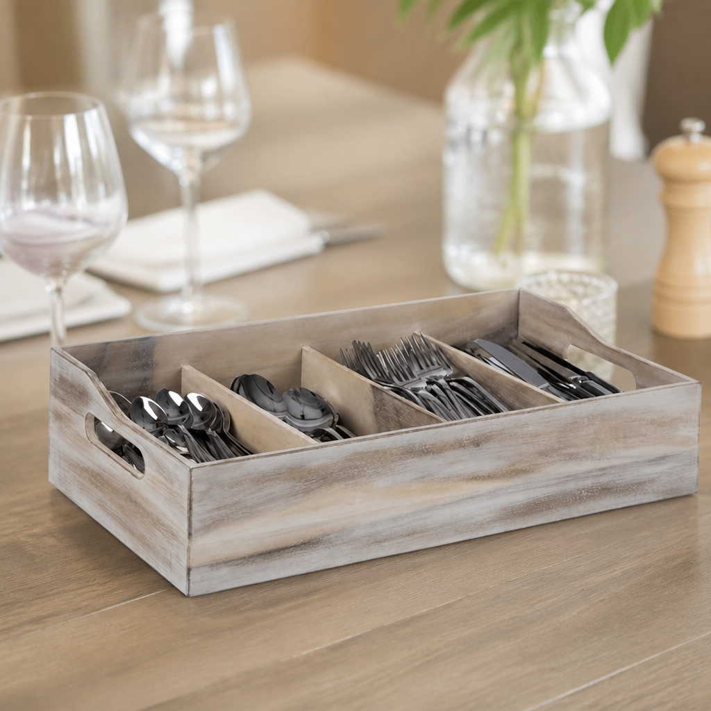 Commercial Cutlery Storage Box 510 x 280mm Wooden Design